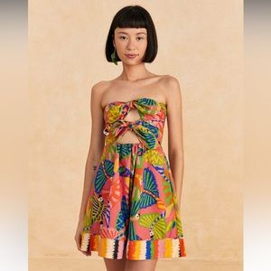 Farm Rio Graphic Macaws mini dress Small